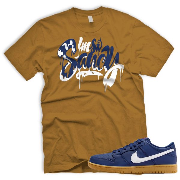 SAUCY SB Dunk Low Navy Gum Light Brown White T-Shirt Match Sneaker Jezsport.com