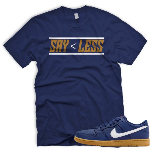 LESS SB Dunk Low Navy Gum Light Brown White T-Shirt Match Sneaker Jezsport.com