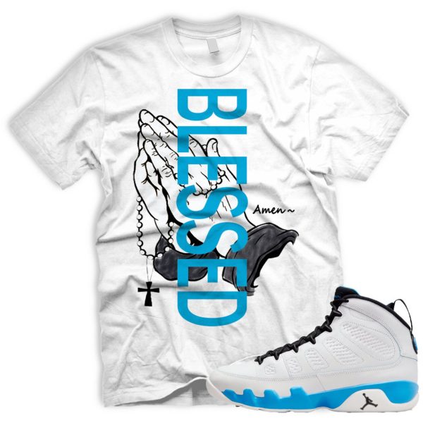 BLESSEDHANDS T-Shirt To Match Air J 9 Retro Powder Blue Summit White Black 2024 Jezsport.com