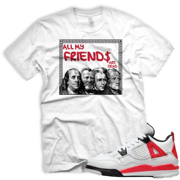 FRNDS AIR J 4 Retro Red Cement Fire Red Neutral Grey Black White Tshirt Match Sneaker Jezsport.com