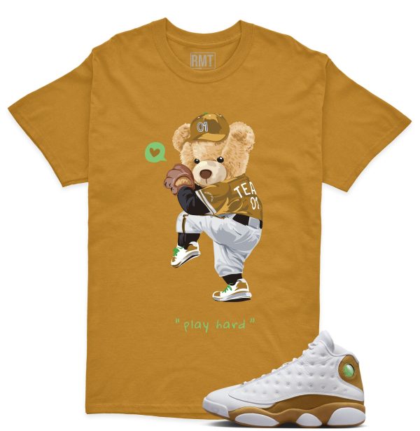 Jordan 13 Wheat Sneaker Matching Shirts, Play Hard Tee Match Retro 13 Wheat Jezsport.com