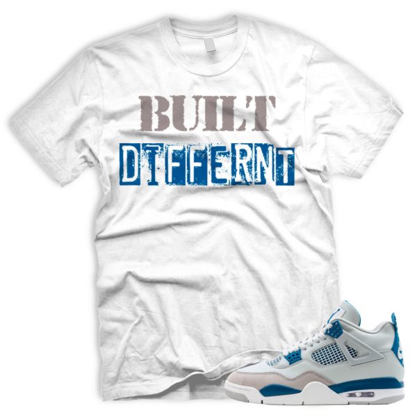 BUILT DIFF Air J 4 Industrial Blue White Neutral Grey Industrial Blue 2024 Match T-Shirt Military Blue AJ Jezsport.com