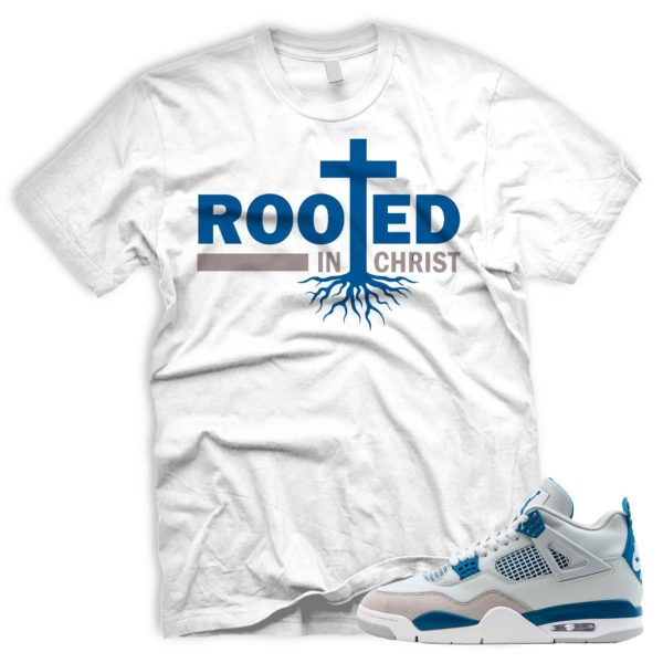 ROOTED Air J 4 Industrial Blue White Neutral Grey Industrial Blue 2024 Match T Military Blue AJ Jezsport.com