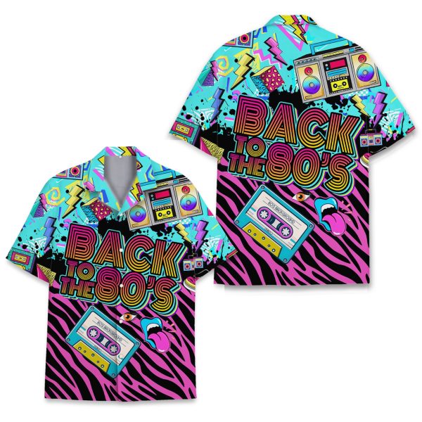 Retro 80s Pattern Hawaiian Shirt, Summer For Men and Women Jezsport.com