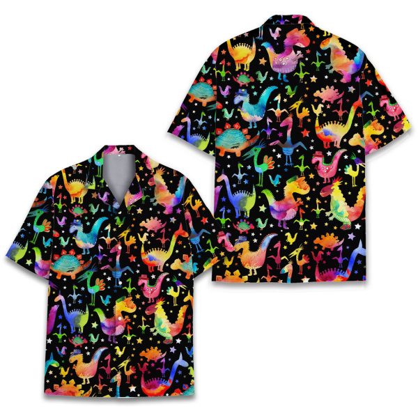 Rainbow Dinosaur Hawaiian Shirt, Summer Shirt For Men and Women Jezsport.com