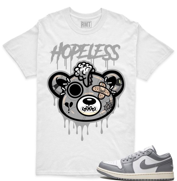 Wolf Grey 1 White Aluminum Matching Shirt, Hope less Tee Match Jordan 1 Low WMNS White Wolf Grey Jezsport.com