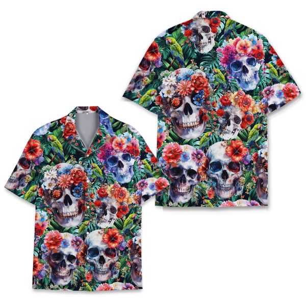 Floral Skull Hawaiian Shirt, Summer Shirt For Men and Women Jezsport.com