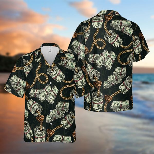 Money Gold Chains Diamonds Hawaiian Shirt, Summer Shirt For Men and Women Jezsport.com