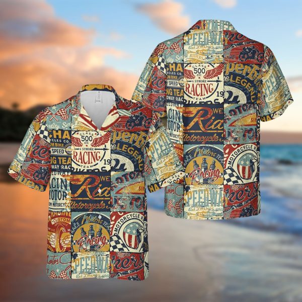 Motorcycle Racing Bikers Labels Hawaiian Shirt, Summer Shirt For Men and Women Jezsport.com