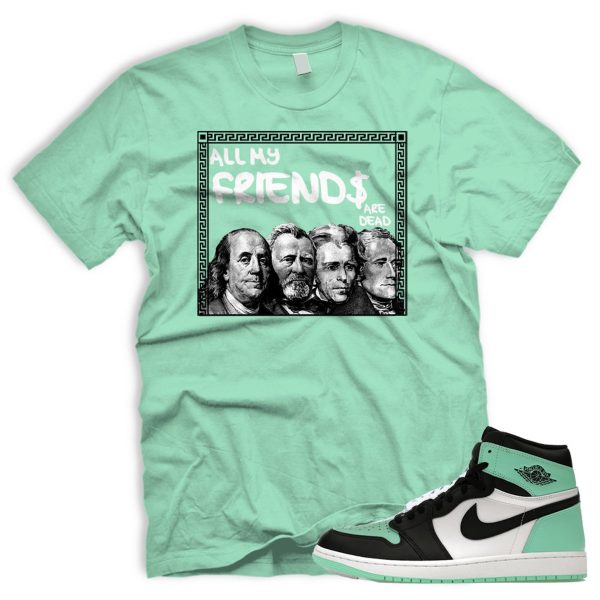 FRNDS Air J 1 Green Glow OG Retro High Black White 2024 AJ 1 T-shirt Match Sneaker Jezsport.com