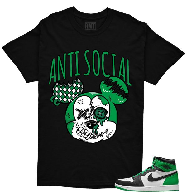 Jordan 1 High OG Lucky Green Shirt, Anti Social Tee Matching Lucky Green 1s Jezsport.com