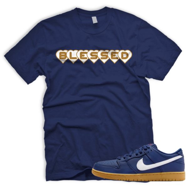 BLSSDHRTS SB Dunk Low Navy Gum Light Brown White T-Shirt Match Sneaker Jezsport.com