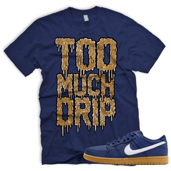 DRIP SB Dunk Low Navy Gum Light Brown White T-Shirt Match Sneaker Jezsport.com