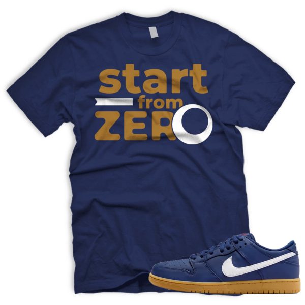 FROM ZERO SB Dunk Low Navy Gum Light Brown White T-Shirt Match Sneaker Jezsport.com