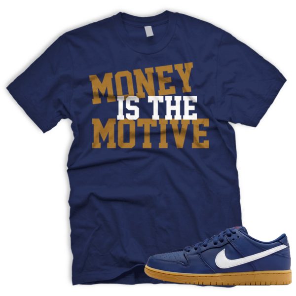 MONEY SB Dunk Low Navy Gum Light Brown White T-Shirt Match Sneaker Jezsport.com