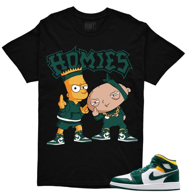 Jordan 1 Mid Sonics Noble Green Pollen Match Homies Shirt Jezsport.com