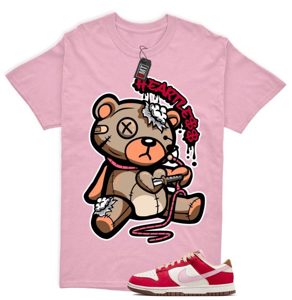 Dunk Bacon Low PRM Sport Red Sheen Sail Medium Brown White Match Shirt "Heart Less" Jezsport.com