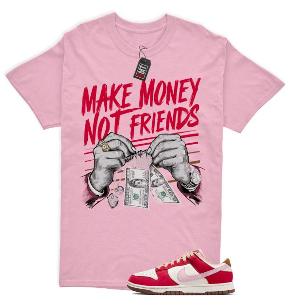 Dunk Bacon Low PRM Sport Red Sheen Sail Medium Brown White Matching Shirt "Make Money" Jezsport.com