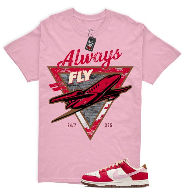 Dunk Bacon Low PRM Sport Red Sheen Sail Medium Brown White Match Shirt "Always Fly" Jezsport.com