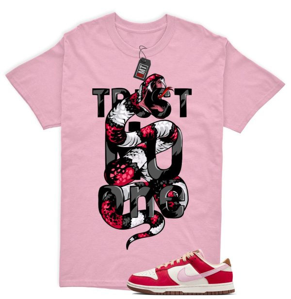 Dunk Bacon Low PRM Sport Red Sheen Sail Medium Brown White Match Shirt "Trust No One" Jezsport.com