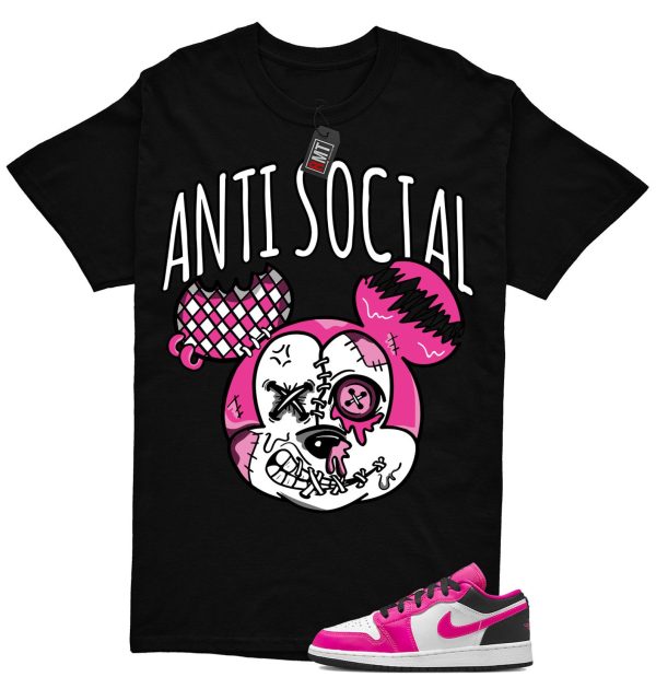 Jordan 1 Low Fierce Pink Match Shirt, Anti Social Tee Match Fierce Pink J 1 Low Jezsport.com