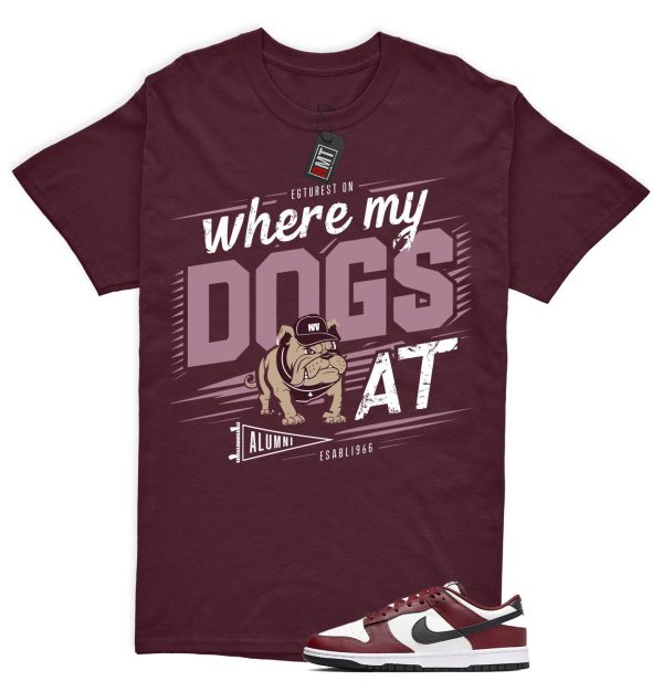 Dunk Dark Team Red Black Low Summit White Match T-shirt "Where My Dogs" Jezsport.com