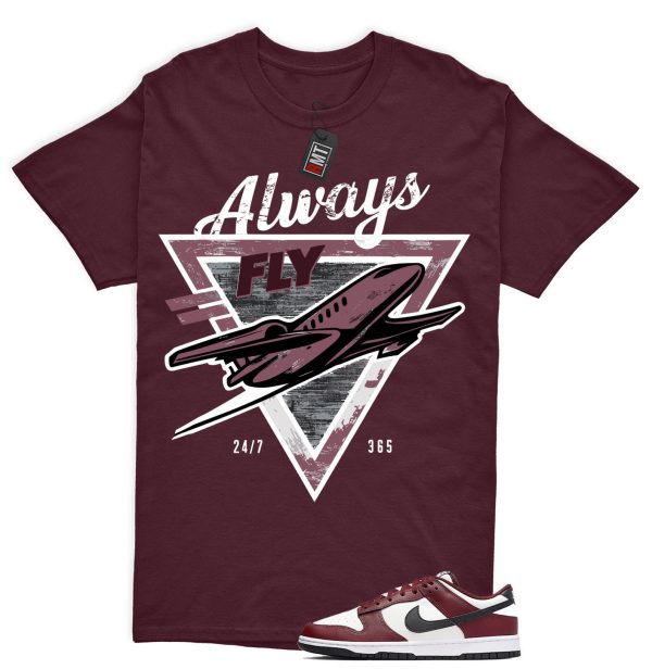 Dunk Dark Team Red Black Low Summit White Match T-shirt "Always Fly" Jezsport.com