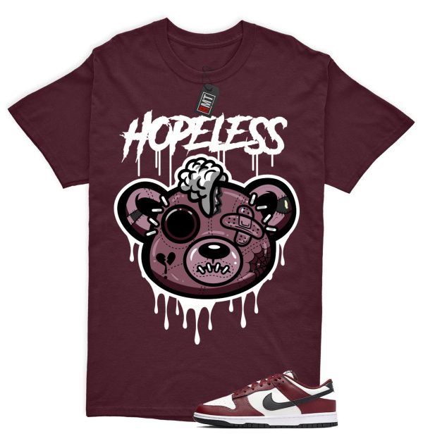 Dunk Dark Team Red Black Low Summit White Match T-shirt "Hope Less" Jezsport.com