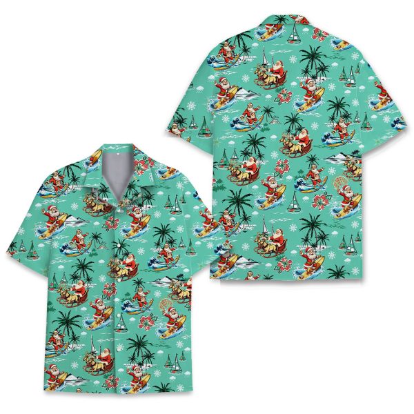 Santa Claus Hawaiian Shirt, Santa Surfing Hawaiian Shirt, Summer Shirt For Men and Women Jezsport.com