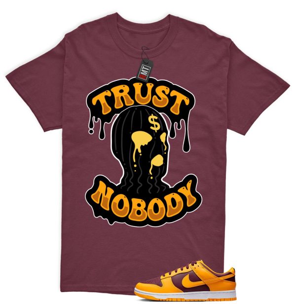 Dunk Arizona Maroon Yellow Matching T-shirt - Trust NoBody Tee Match Dunk Arizona Maroon Jezsport.com