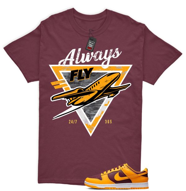 Dunk Arizona Maroon Yellow Matching T-shirt - Always Fly Tee Match Dunk Arizona Maroon Jezsport.com