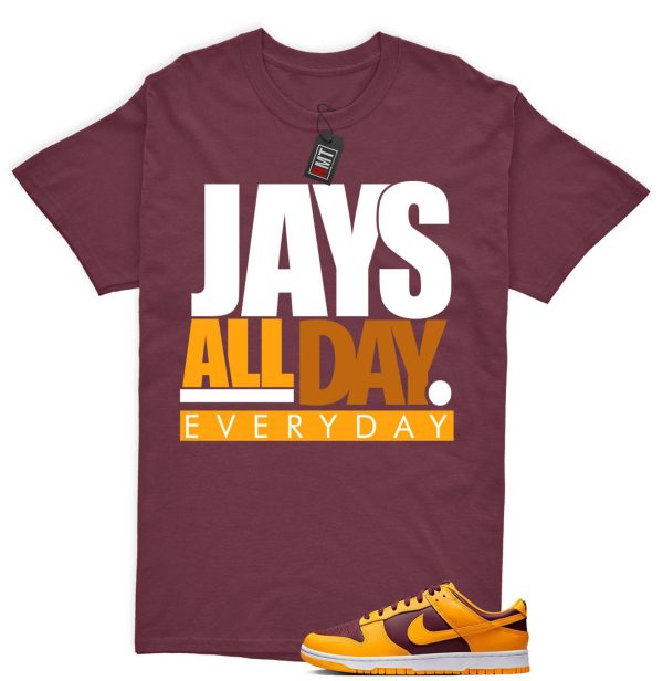 Dunk Arizona Maroon Yellow Matching T-shirt - Jays All Day Tee Match Dunk Arizona Maroon Jezsport.com