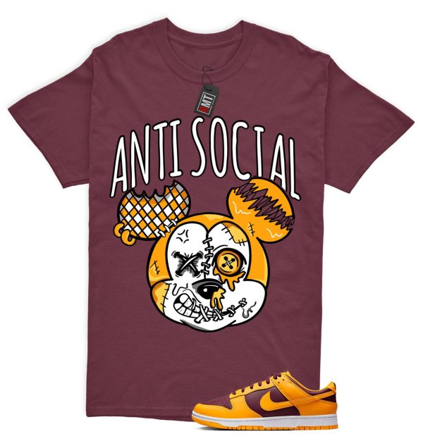 Dunk Arizona Maroon Yellow Matching T-shirt - Anti Social Tee Match Dunk Arizona Maroon Jezsport.com