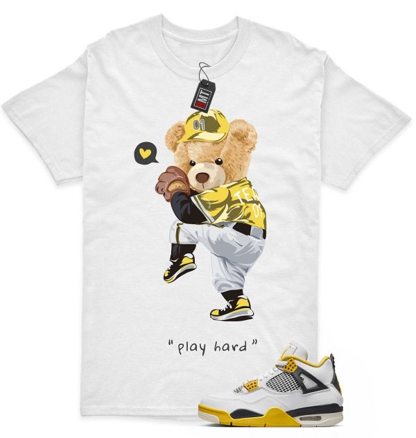 Vivid Sulfur 4s Matching T-shirt - Play Hard Tee Match Jordan 4 Vivid Sulfur Jezsport.com