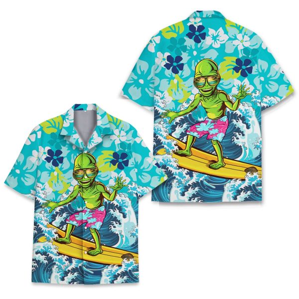 Alien Surfing Hawaiian Shirt, Summer For Men and Women Jezsport.com