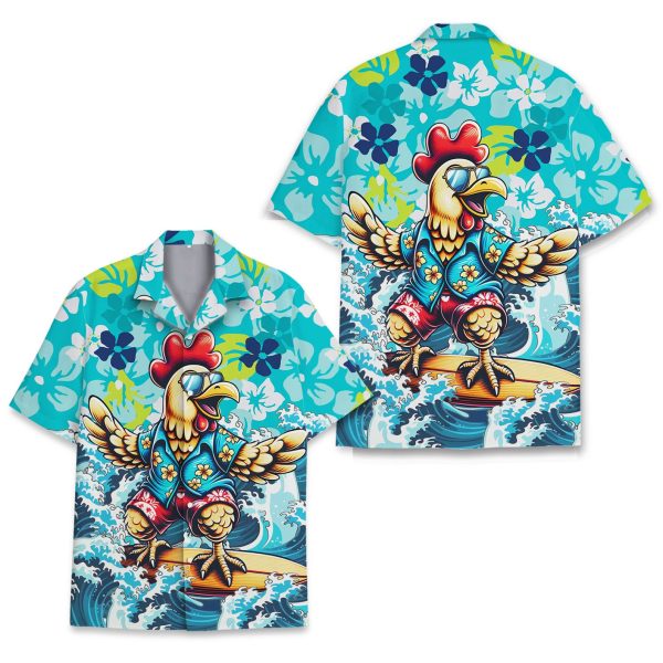 Chicken Surfing Hawaiian Shirt, Summer For Men and Women Jezsport.com