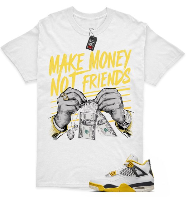 Vivid Sulfur 4s Matching T-shirt - Make Money Tee Match Jordan 4 Vivid Sulfur Jezsport.com