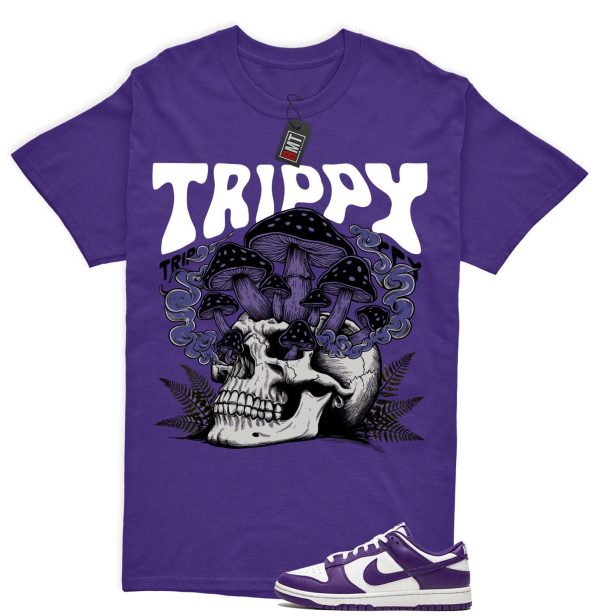 Dunk Purple Championship Court Low White Matching Shirt, Trippy Tee Match Championship Court Purple Jezsport.com