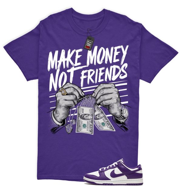 Dunk Purple Championship Court Low White Matching Shirt, Make Money Tee Match Championship Court Purple Jezsport.com