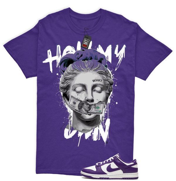 Dunk Purple Championship Court Low White Matching Shirt, Hold My Own Tee Match Championship Court Purple Jezsport.com