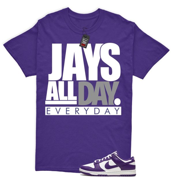 Dunk Purple Championship Court Low White Matching Shirt, Jays All Day Tee Match Championship Court Purple Jezsport.com