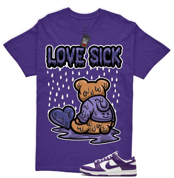 Dunk Purple Championship Court Low White Matching Shirt, Love Sick Tee Match Championship Court Purple Jezsport.com