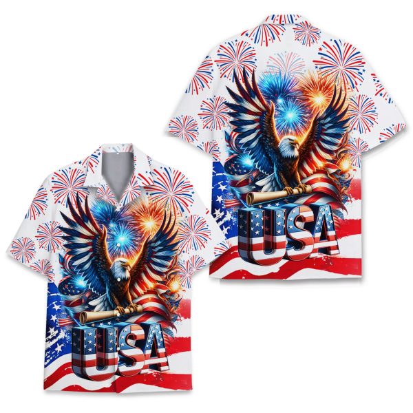 USA Eagle American Flag Hawaiian Shirt, Summer Shirt For Men and Women Jezsport.com