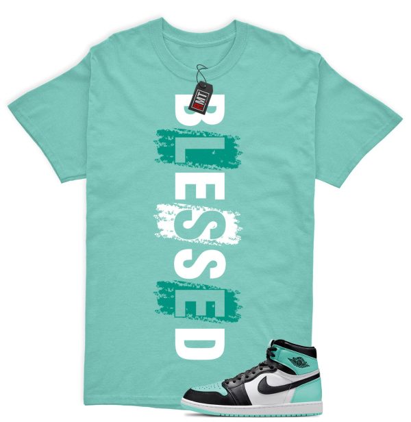 Jordan 1 High OG Green Glow Matching Shirts, Blessed Tee Match Green Glow 1s Jezsport.com