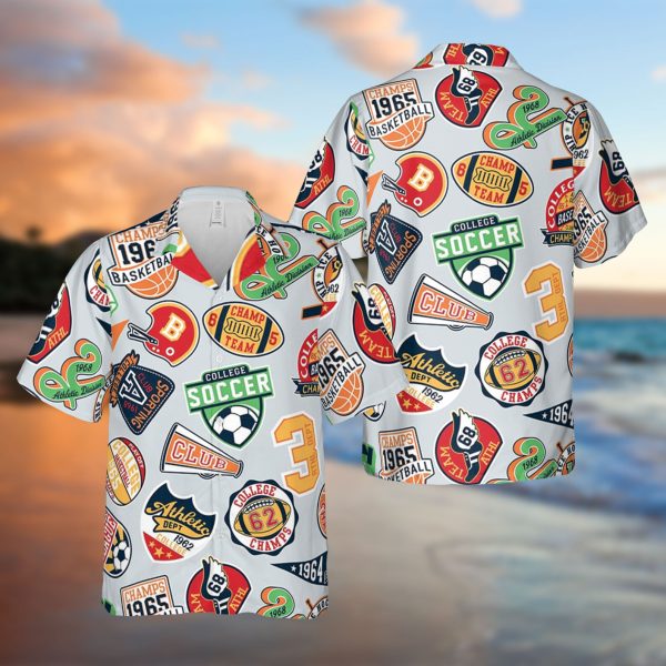 College Sporting Badges Hawaiian Shirt, Summer Shirt For Men and Women Jezsport.com