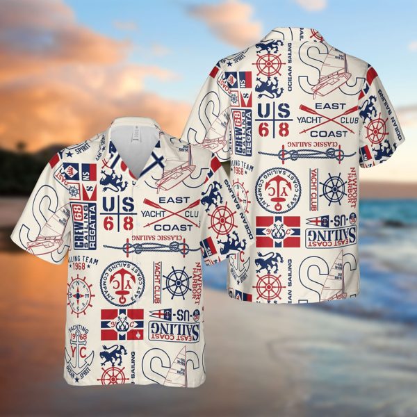 East Coast Nautical Sailing Hawaiian Shirt, Summer Shirt For Men and Women Jezsport.com