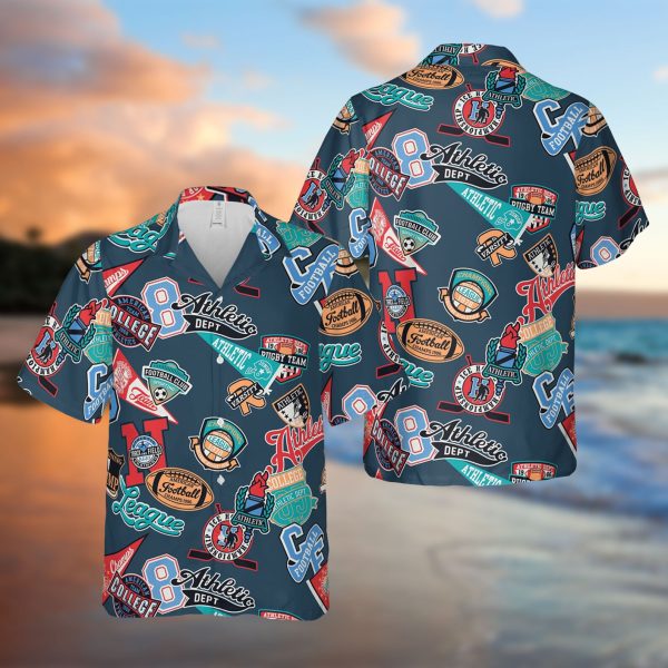 Football College Badges Hawaiian Shirt, Summer Shirt For Men and Women Jezsport.com