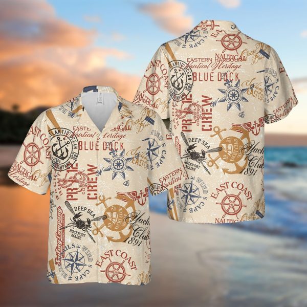 Marine Sailing Elements Vintage Hawaiian Shirt, Summer Shirt For Men and Women Jezsport.com