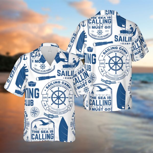 Yacht Club Sextant And Rope Knot Silhouette Hawaiian Shirt, Summer Shirt For Men and Women Jezsport.com