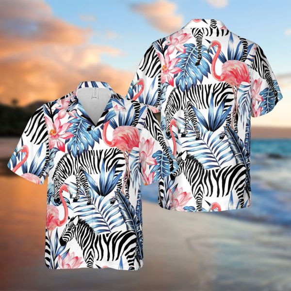 Zebra Flamigo Beach Party Hawaiian Shirt, Summer Shirt For Men and Women Jezsport.com